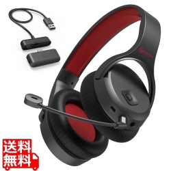 ゲーミングヘッドセット ワイヤレスヘッドホン 無線 2.4GHz (有線3.5mm接続可) マイク付 直径40mm ドライバー USBアダプター付 ミキサー機能付 ブラック 写真1