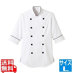 ショップコート ET-1140ホワイト×ブラック L 写真1