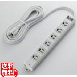 工事・物件に最適な3ピン 熱に強い 雷ガード マグネット付 電源タップ 6個口 3m グレー 写真1