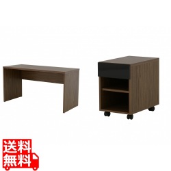 HELM(ヘルム) デスク(140cm幅)サイドチェスト(オープン)セットデスク 机 パソコンデスク ワークデスク ブラウン HM140-73DS-HMK50-35SR-BR 写真1