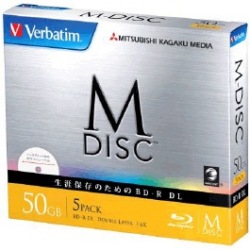 M-DISC BD-R DL<片面2層> 1回記録用 50GB 1-6倍速 1枚5mmケース（透明）5P インクジェットプリンタ対応（ホワイト） 写真1