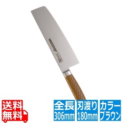 抗菌カラー庖丁 菜切 18cm MNK-180 ブラウン 写真1