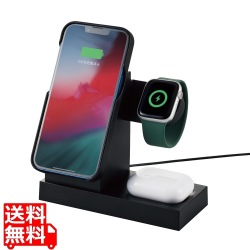 ワイヤレス充電器 7.5W+5W マグネット式 スタンド アップルウォッチ充電器はめ込み可 同時充電可 おくだけ充電 ブラック 写真1