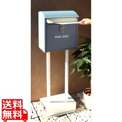 スタンドポスト 郵便ポスト 郵便受け 大容量 置き型 鍵付き 大きい 簡単設置 工事不要 置くだけ シリンダー錠 錆びにくい【Olga(オルガ)】(ラベンダーブルー) 写真1