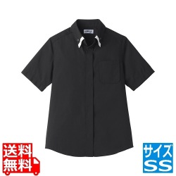 レイヤードBD衿半袖シャツ SS ET-1314 BK×WT 写真1