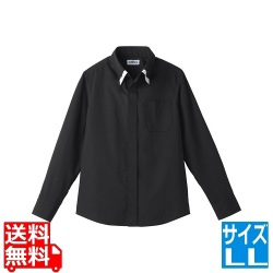 レイヤードBD衿長袖シャツ LL ET-1312 BK×WT 写真1