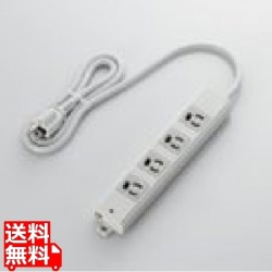 工事・物件に最適な3ピン 熱に強い 抜け止め マグネット付 電源タップ 4個口 1m グレー 写真1