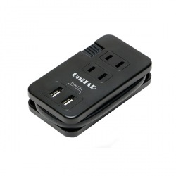 プリンストン コンパクトUSB2ポート給電機能付マルチタップ ブラック 写真1