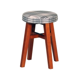 椅子 リブ カウンター スツール 木製 ファブリック チェック柄  | チェア イス 天然木 おしゃれ 大人 かわいい クッション  写真1