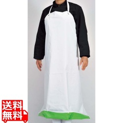 抗菌前掛ガードロン 共紐 M 白/緑 写真1