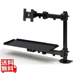 サンワサプライ VESA規格 ( 75×75mm、100×100mm ) 対応 デュアルシステムアーム ( キーボード台 ) CR-LA601 | モニターアーム デュアル 写真1