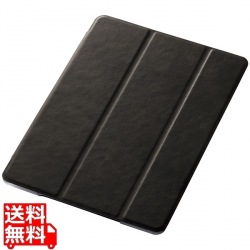 iPad ケース 第7世代 第8世代 10.2 対応 フラップ レザー 背面クリア 薄型 ポリカーボネート ブラック 写真1
