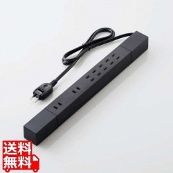 ダブル回転タップ/7個口/雷サージ付/ホコリ防止シャッター付/固定&吊下可能/1.0m/ブラック 写真1