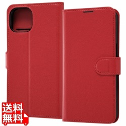 iPhone 13 手帳 シンプル マグネット/レッド 写真1