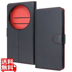 AQUOS R9 pro LS耐衝撃マグベルト手帳レザーケース/ブラック_レッド 写真1