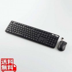 キーボード ワイヤレス マウス付 無線 USB 抗菌 薄型 フルキーボード ワイヤレスキーボード メンブレン式 ブラック 写真1