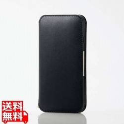 iPhone SE 第3世代/SE 第2世代/8/7 用 ケース カバー レザー 手帳 マグネット フラップ ストラップリング付 耐衝撃 ワイヤレス充電可 ブラック 写真1