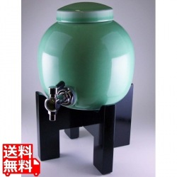 焼酎サーバー 黒塗り台セット 青磁 写真1