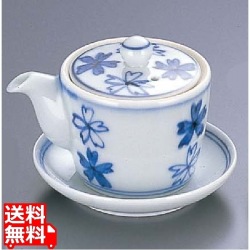 桜絵 台付ミニ醤油差し(受皿付) T05-20 写真1