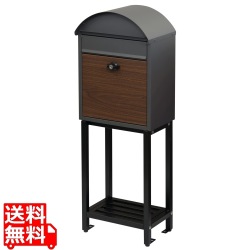 スタンドポスト【Simon(シモン)】(ダークグレー/ブラウン木目) 写真1