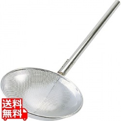 18-8パンチング網ヒシャク直径30×柄25cm穴直径6mm 写真1