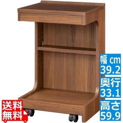 サイドテーブル 白井産業 ナイトテーブル ソファサイド ソファーテーブル キャスター付き メラミン天板 幅40cm 高さ60cm 木目柄 ダークブラウン チルフィル 写真1