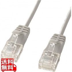 カテゴリ6準拠極細LANケーブル(ライトグレー、10m) 写真1