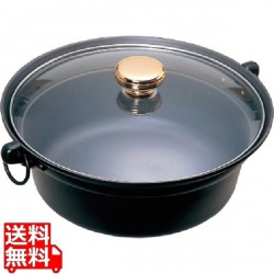 アルミ合金しゃぶ鍋 ガラス蓋付 ※IH対応(100V/200V) 外寸28.5cm 写真1