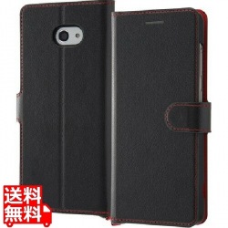 BASIO 4 手帳型 シンプル マグネット/ブラック/レッド 写真1