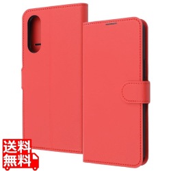 らくらくスマホ a/L LS耐衝撃ルーペ付MベルトS手帳型レザー/レッド 写真1