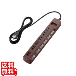 電源タップ おしゃれ 2m エレコム Color Style ブラウン 6個口 T-BR04-2620BR | 個別スイッチ 雷ガードタップ サージ 節約 省エネ 写真1