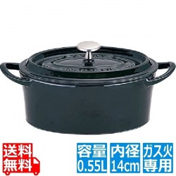 ボン・ボネール ココットオーバル14cm マジョリカグリーン ※ ガス火専用 写真1