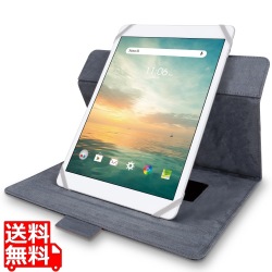 タブレットケース カバー 汎用 8.5?11.5インチ ソフトレザー 手帳型 フラップ マグネット 360度回転 ハンドベルト ペンホルダー ブラック 写真1