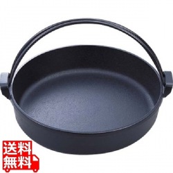 岩鋳 すきやき鍋 26cm ツル付(2本)IH対応 南部鉄器 黒焼 日本製 20039 4.0mm厚 鉄鍋 3?4人用 写真1