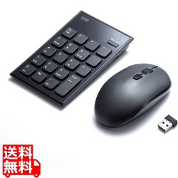 ワイヤレステンキー マウスセット 静音 USB接続 Windows 2.4GHz 電池式 パンタグラフキー ブルーLEDセンサー 3ボタン カウント切替 写真1