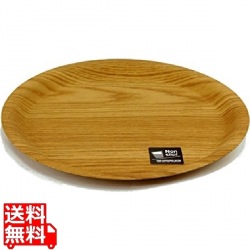 木目樹脂ラウンドトレイ ナチュラル 大 写真1