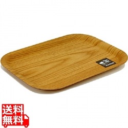 木目樹脂カフェトレイ ナチュラル 中 写真1