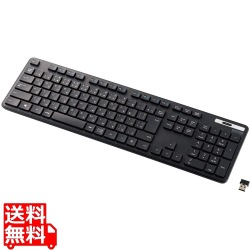 キーボード ワイヤレス 無線 USB 抗菌 薄型 フルキーボード ワイヤレスキーボード メンブレン式 ブラック 写真1