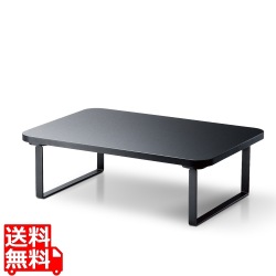 モニター台 パソコン台 木製 オフィス用品 キーボード収納(29.5cmまで) 簡単組立 工具不要 省スペース 寸法[幅38×奥26×高12cm] ブラック 写真1