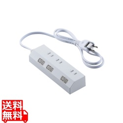 個別スイッチタップ/雷サージ付き/ホコリシャッター付き/磁石付き/3個口/1m/ホワイト 写真1