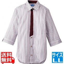 男女兼用七分袖シャツ LL BT-3121 エンジ 写真1