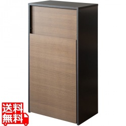キャスターダストボックス プッシュ扉 45L 幅45 高さ90 木目柄 DB-F1100 ブラウン/ブラック 宮武製作所 | キャスター付き 写真1