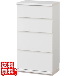 カウンター下収納 ラック 引出しタイプ 4段 木製 ホワイト 白 幅45 奥行29.6 高さ84.9cm 白井産業 PTS-8545H WH ピタシエ 写真1