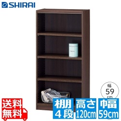 白井産業 フリーラック タナリオ [TNL-1259 DK] | ラック シェルフ 棚 本棚 ダークブラウン おしゃれ シンプル 木製 北欧 スリム 棚付き アイアン 高さ120cm 写真1