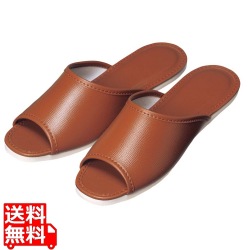 スリッパ(白薄底)前開き S-322L ブラウン(013) 写真1