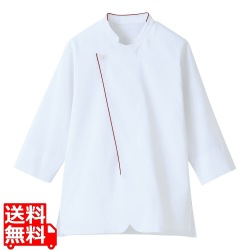 男女兼用ショップコートLW0901-E9 3L (ホワイト×ワイン) 写真1