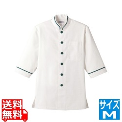 ショップコート D-1129(O白×緑)M 写真1