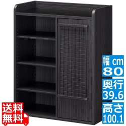 釣り具 ストッカー 白井産業 釣具 収納 棚  扉付き ルアー フック 約幅80cm 奥行き40cm 高さ100cm ペスカレージ ブラック 黒 木目柄 PSR-1080DBK 写真1