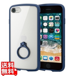 iPhone SE 第3世代/SE 第2世代/8/7 用 ケース カバー ハイブリッド TOUGH SLIM LITE リング付き 耐衝撃 軽量 薄型 フレームカラー 背面クリア ネイビー 写真1