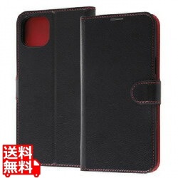 iPhone 14 Plus 耐衝撃 手帳 マグネット/ブラック/レッド 写真1
